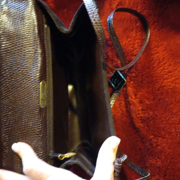 Anne Klein for Calderon brown suede with leather trim clutch. - Picture 4 of 6